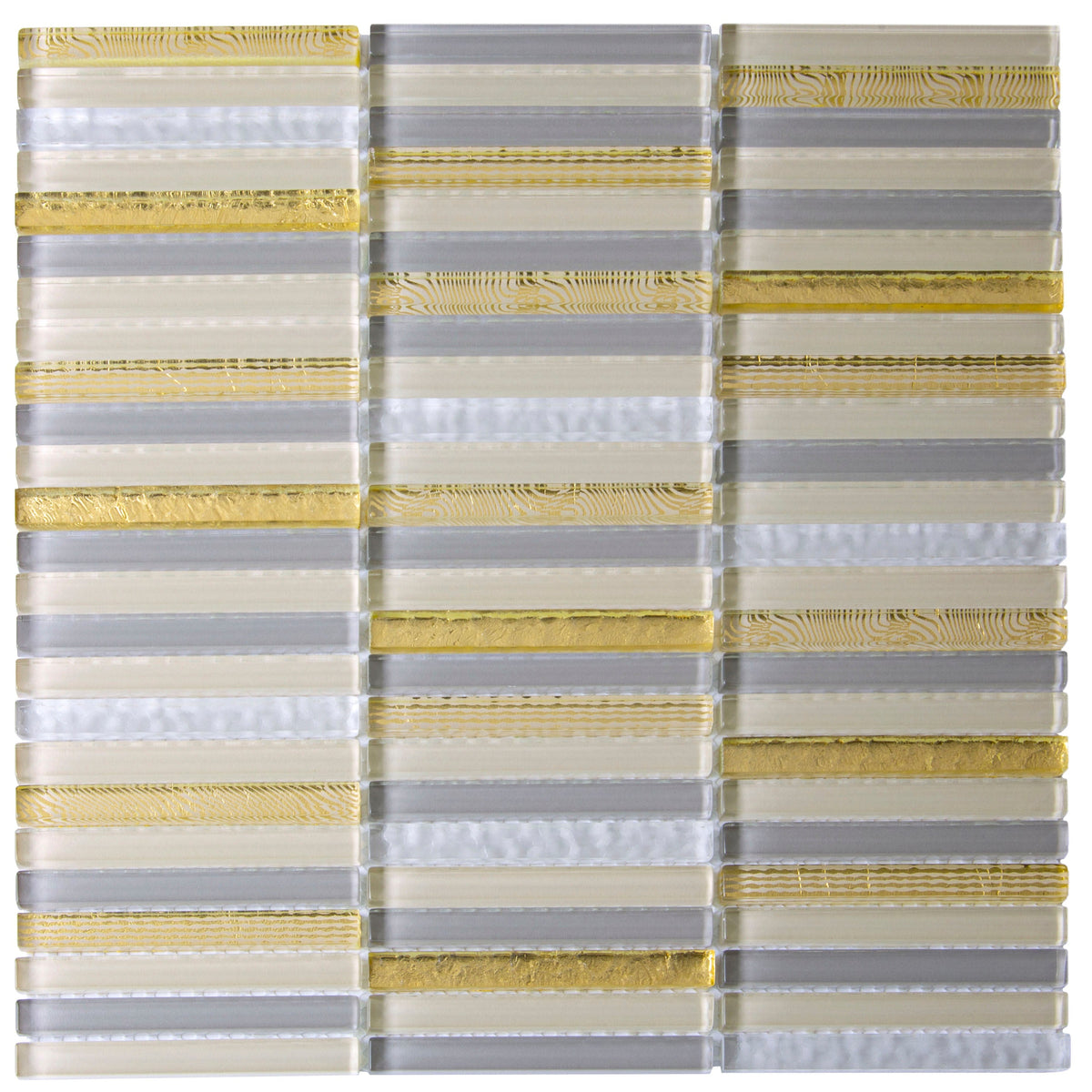 Apollo Tile Waterfall Gold and Beige 12-in x 12-in Glossy Glass Linear Patterned Wall Tile (4.83-sq. ft/ Carton)