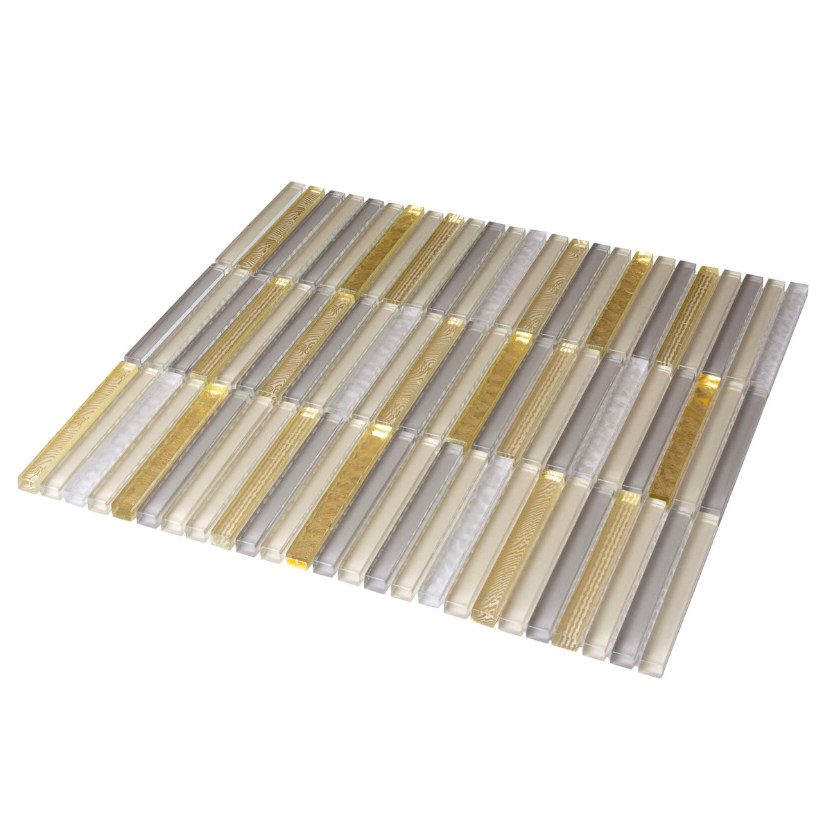 Apollo Tile Waterfall Gold and Beige 12-in x 12-in Glossy Glass Linear Patterned Wall Tile (4.83-sq. ft/ Carton)