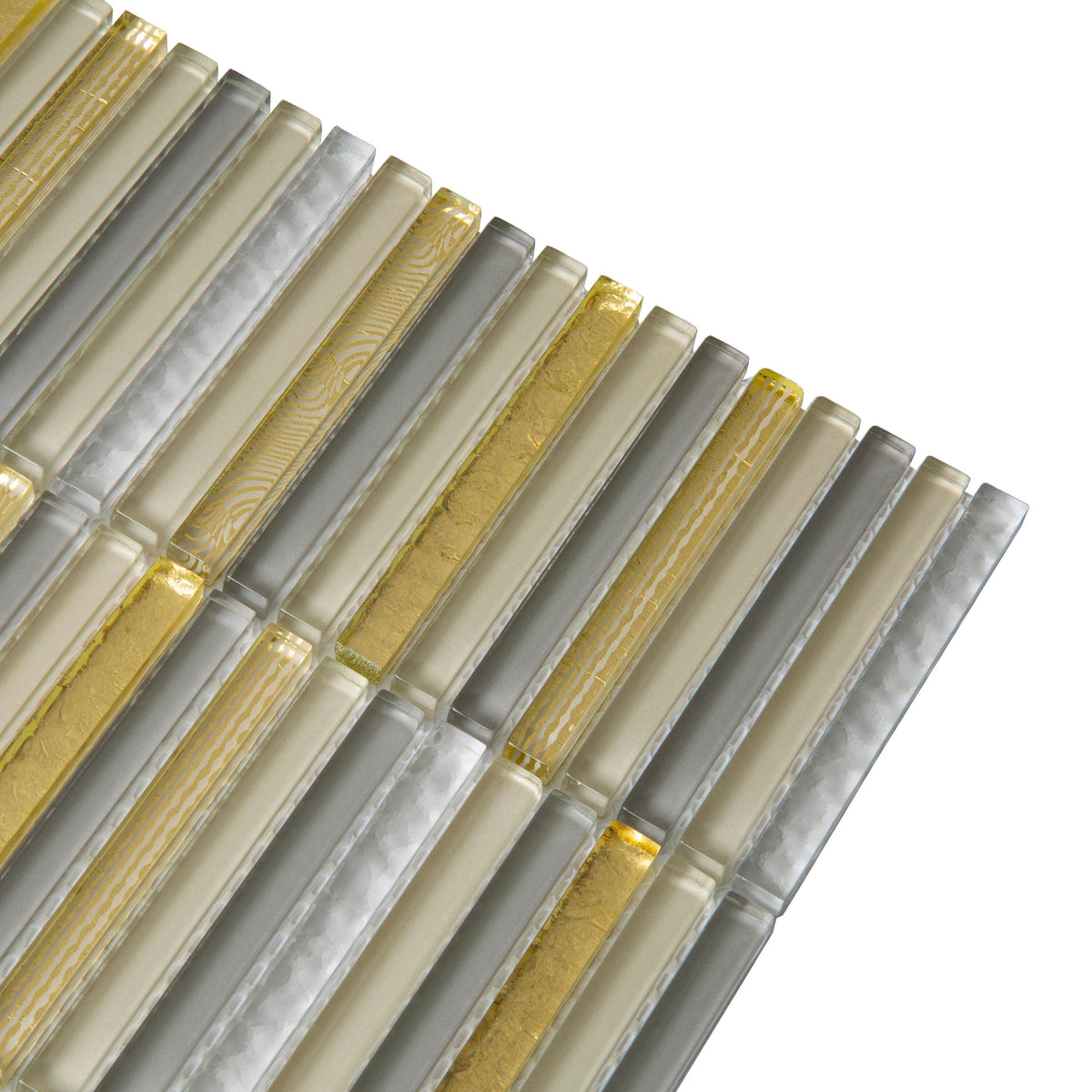 Apollo Tile Waterfall Gold and Beige 12-in x 12-in Glossy Glass Linear Patterned Wall Tile (4.83-sq. ft/ Carton)
