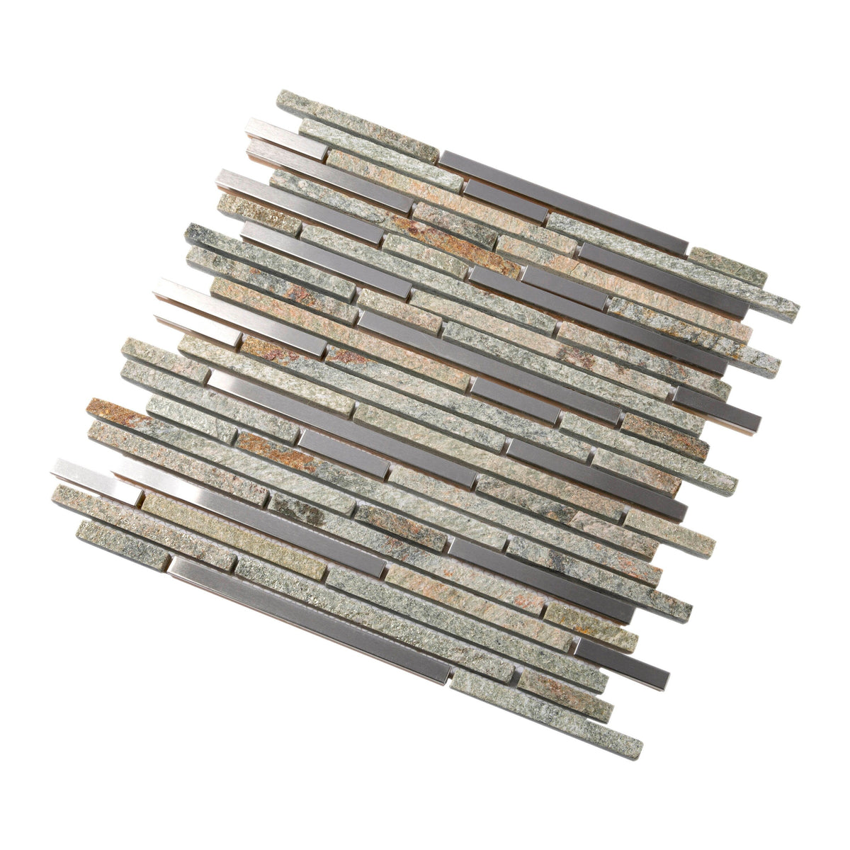 Apollo Tile Waterfall Gray 12-in x 12-in Polished Glass; Metal; Stone Travertine Linear Cement Look Wall Tile (4.83-sq. ft/ Carton)