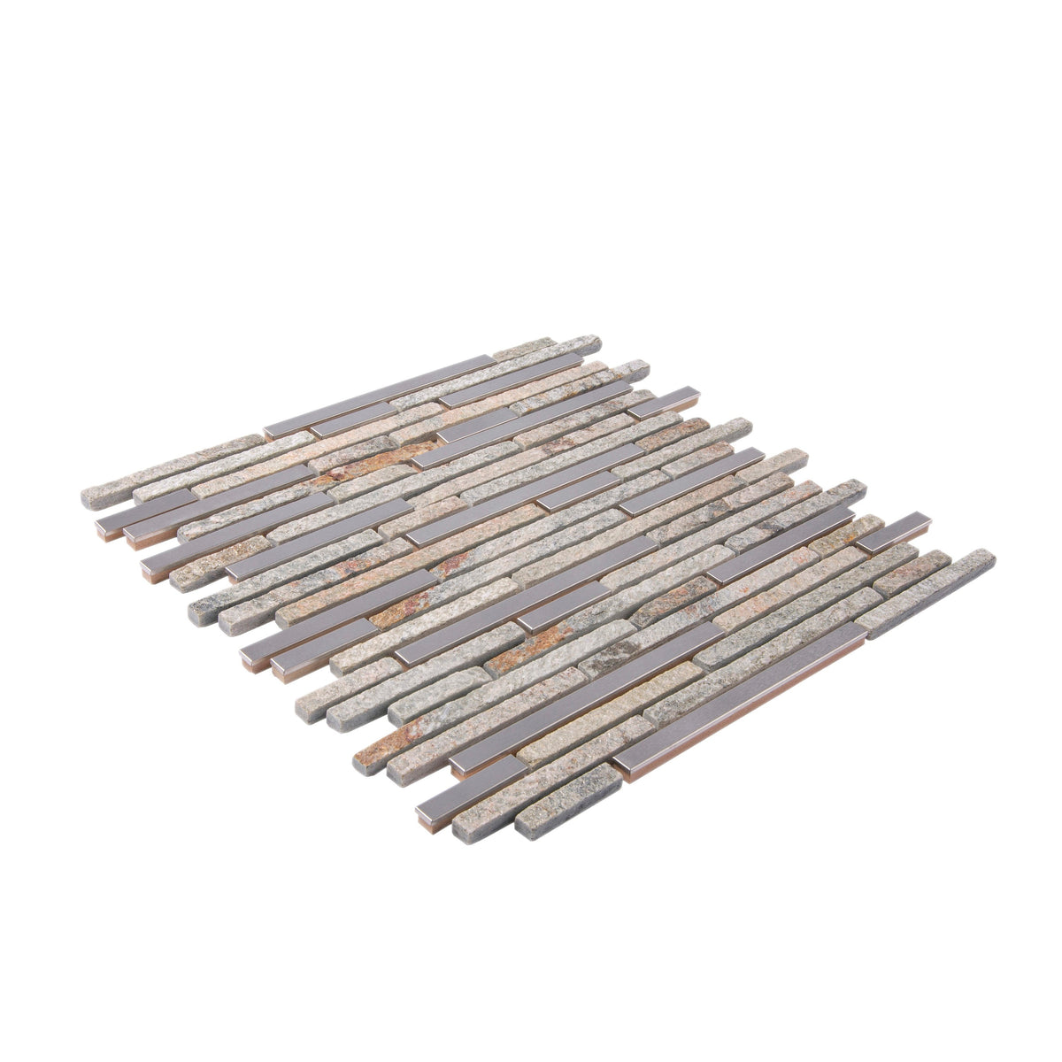 Apollo Tile (Sample) Waterfall Gray 4-in x 4-in Polished Glass/Metal/Stone Marble Linear Cement Look Wall Tile