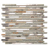 Apollo Tile (Sample) Waterfall Gray 4-in x 4-in Polished Glass/Metal/Stone Marble Linear Cement Look Wall Tile