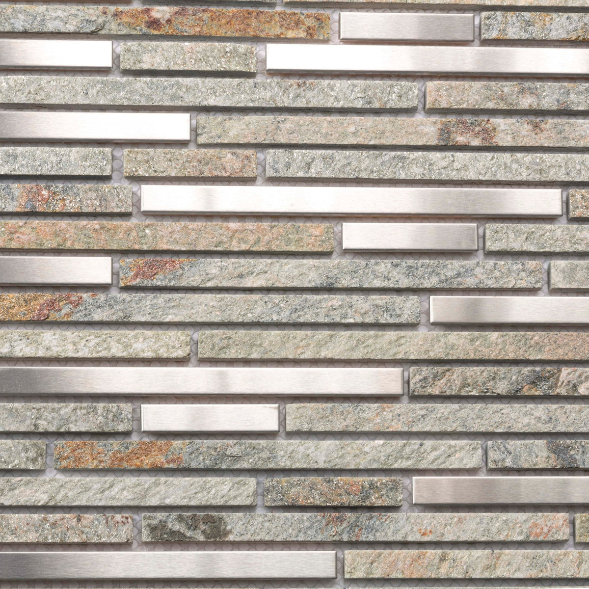 Apollo Tile Waterfall Gray 12-in x 12-in Polished Glass; Metal; Stone Travertine Linear Cement Look Wall Tile (4.83-sq. ft/ Carton)