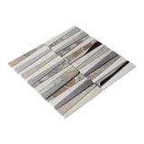 Apollo Tile (Sample) Floor and Wall Tile Gray and Beige 4-in x 4-in Polished Glass/Metal/Stone Quartz Linear Patterned Floor and Wall Tile