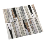 Apollo Tile (Sample) Floor and Wall Tile Gray and Beige 4-in x 4-in Polished Glass/Metal/Stone Quartz Linear Patterned Floor and Wall Tile
