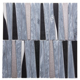 Apollo Tile Metropolis Blue and Gray 12-in x 12-in Polished Glass, Stone Quartz Linear Patterned Wall Tile (4.83-sq. ft/ Carton)