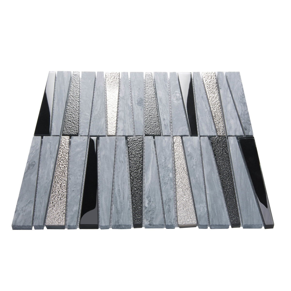 Apollo Tile Metropolis Blue and Gray 12-in x 12-in Polished Glass, Stone Quartz Linear Patterned Wall Tile (4.83-sq. ft/ Carton)