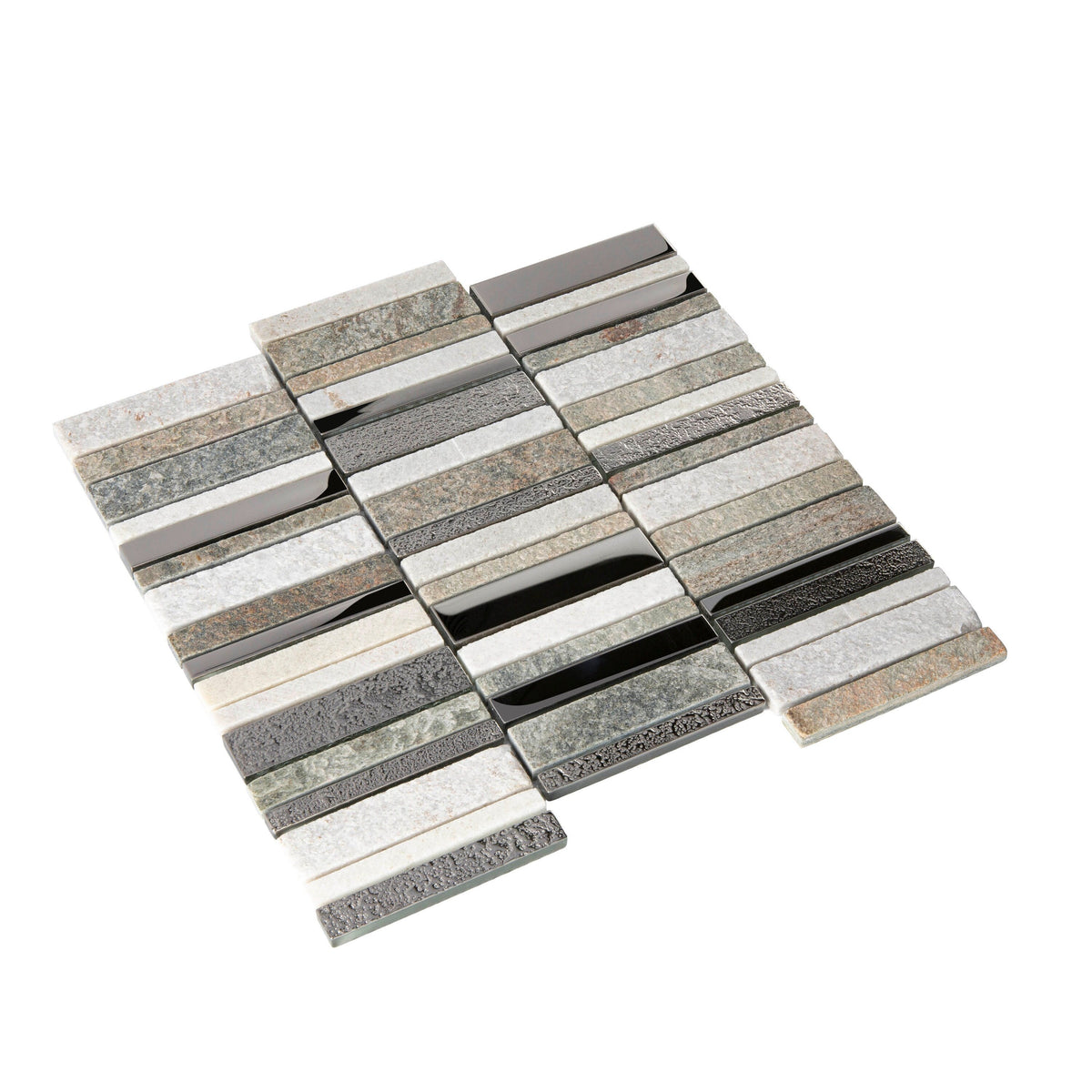 Apollo Tile (Sample) Floor and Wall Tile Brown and Gray 4-in x 6-in Polished Glass/Metal/Stone Marble Linear Mosaic Floor and Wall Tile