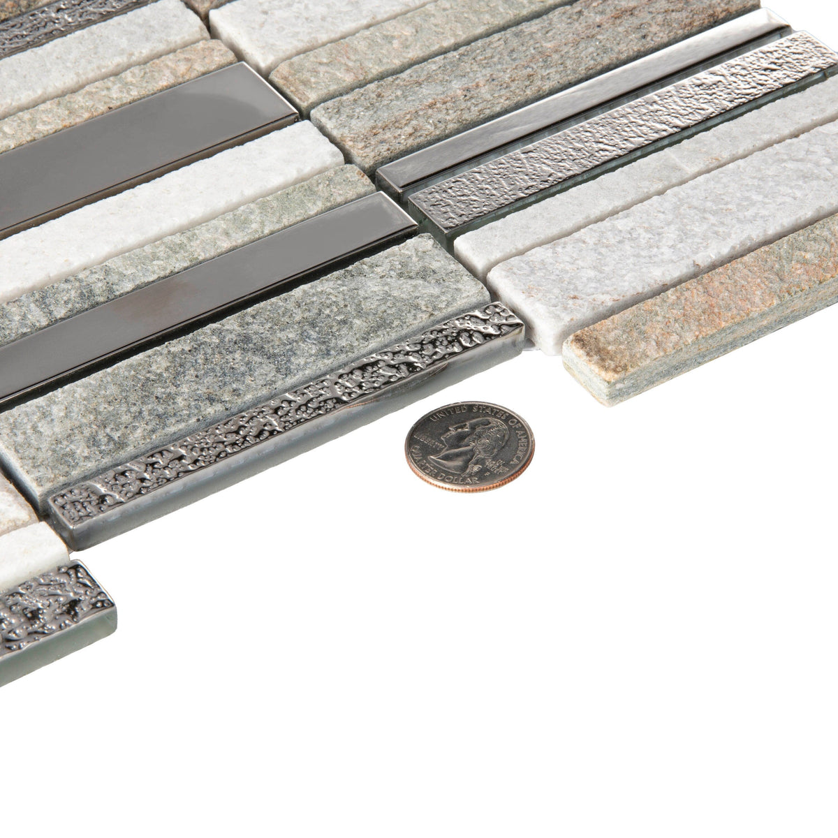 Apollo Tile (Sample) Floor and Wall Tile Brown and Gray 4-in x 6-in Polished Glass/Metal/Stone Marble Linear Mosaic Floor and Wall Tile