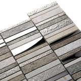 Apollo Tile (Sample) Floor and Wall Tile Brown and Gray 4-in x 6-in Polished Glass/Metal/Stone Marble Linear Mosaic Floor and Wall Tile