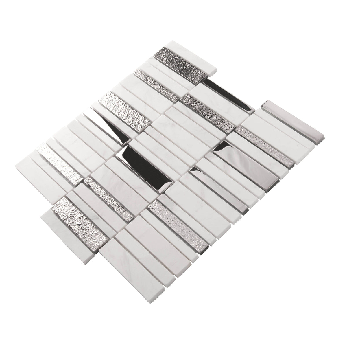 Apollo Tile Metropolis Brown and White 12-in x 12-in Polished Glass; Stone Quartz Linear Patterned Floor and Wall Tile (4.83-sq. ft/ Carton)