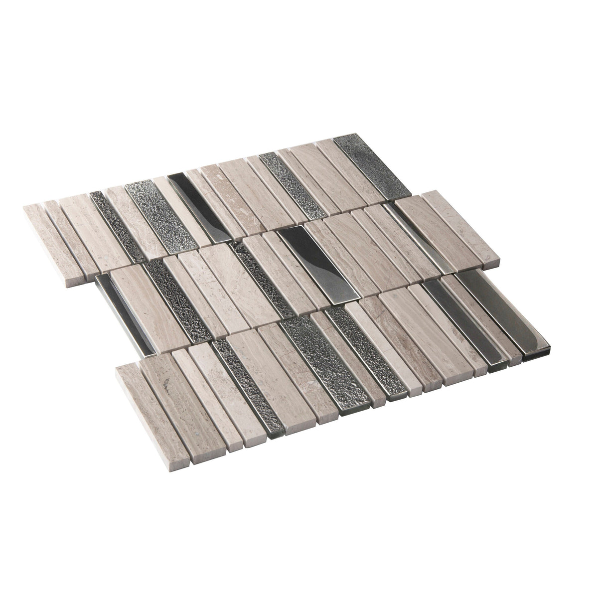 Apollo Tile (Sample) Floor and Wall Tile Brown and Beige 4-in x 4-in Polished Glass/Metal/Stone Quartz Linear Patterned Floor and Wall Tile