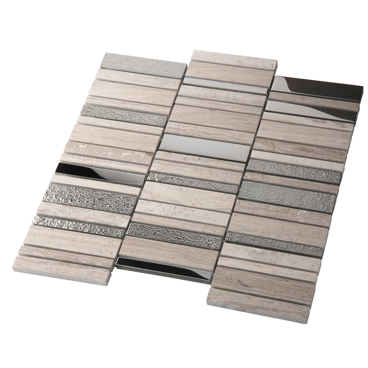 Apollo Tile (Sample) Floor and Wall Tile Brown and Beige 4-in x 4-in Polished Glass/Metal/Stone Quartz Linear Patterned Floor and Wall Tile