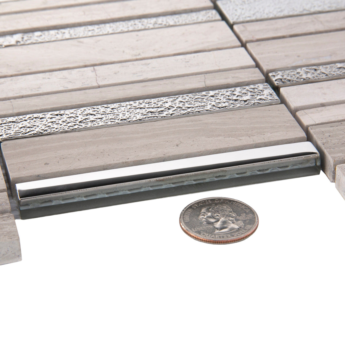 Apollo Tile (Sample) Floor and Wall Tile Brown and Beige 4-in x 4-in Polished Glass/Metal/Stone Quartz Linear Patterned Floor and Wall Tile