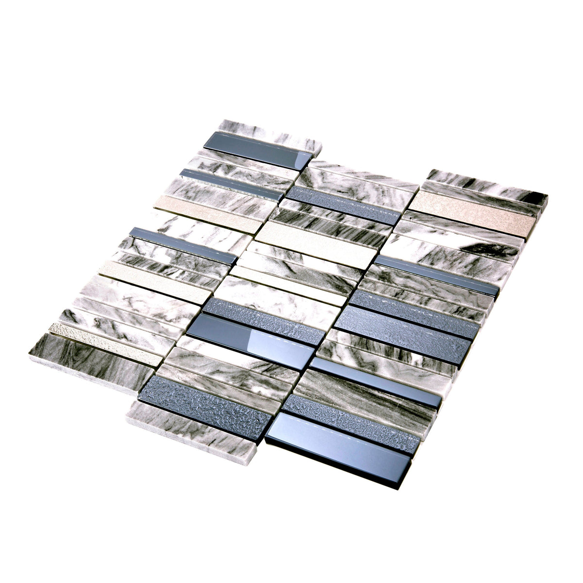 Apollo Tile (Sample) Floor and Wall Tile Gray, Gold and Black 4-in x 4-in Polished Marble Linear Patterned Floor and Wall Tile