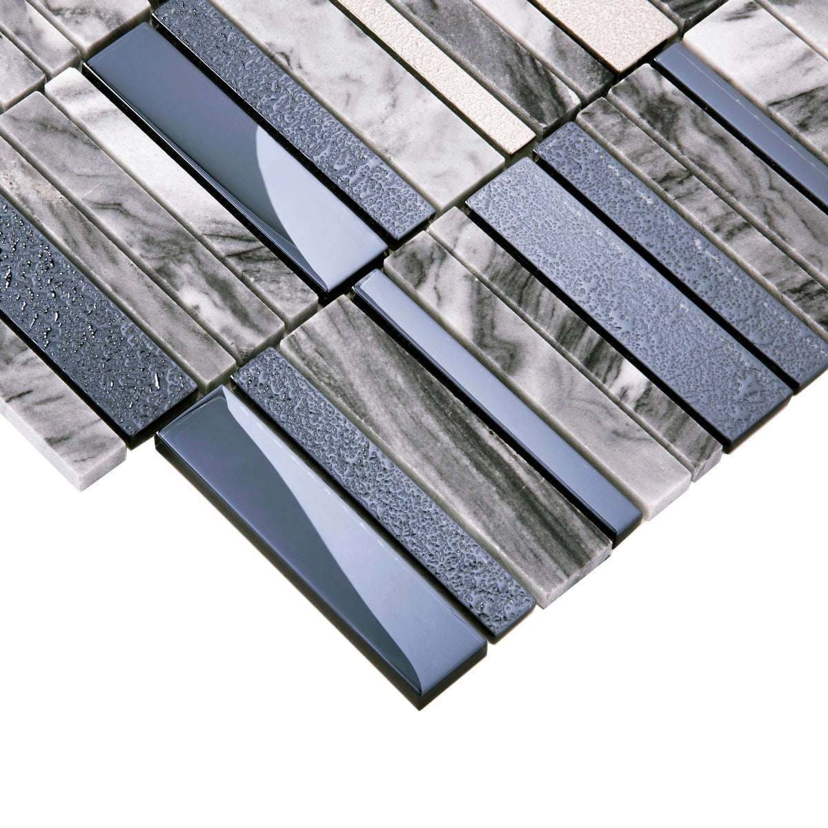 Apollo Tile (Sample) Floor and Wall Tile Gray, Gold and Black 4-in x 4-in Polished Marble Linear Patterned Floor and Wall Tile