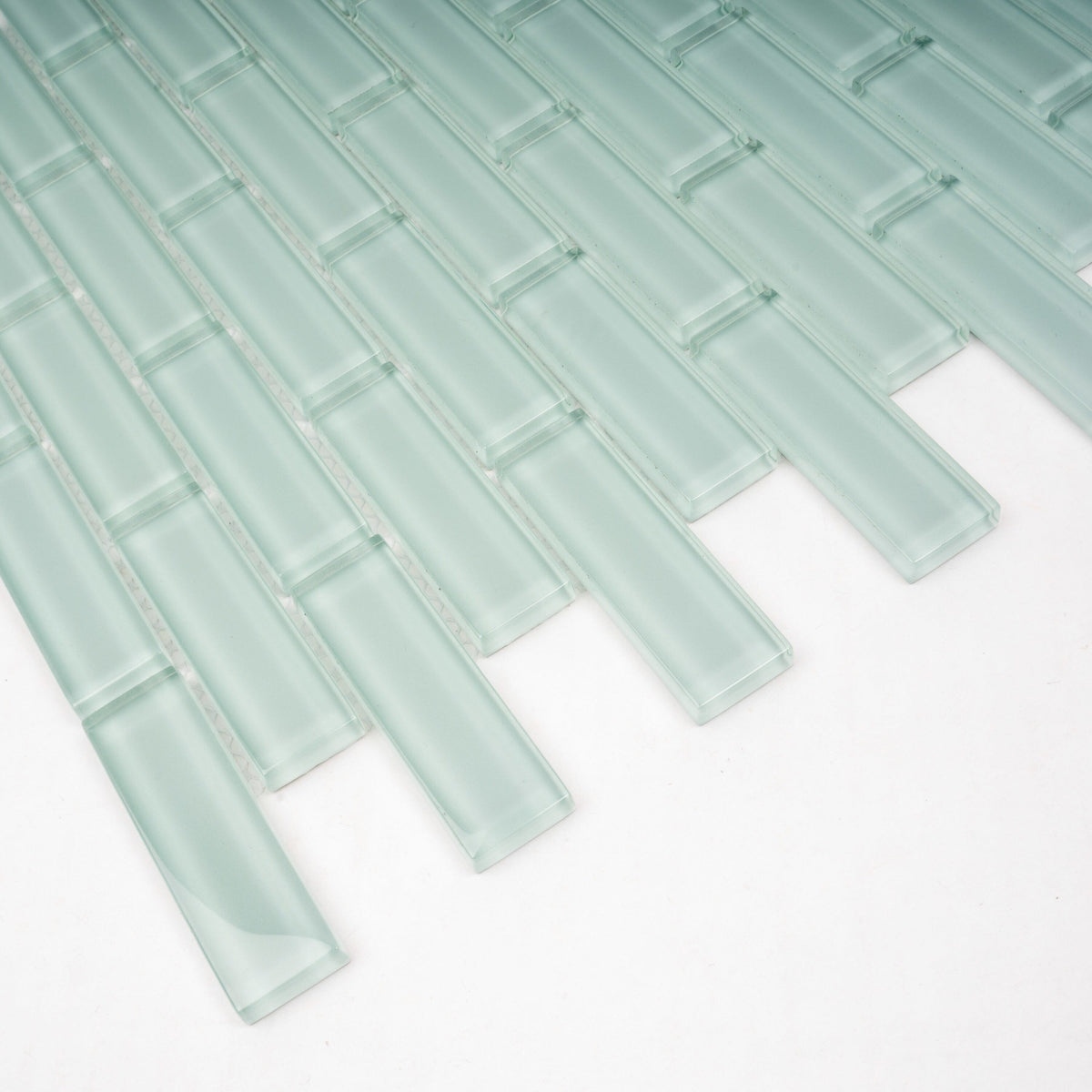 Apollo Tile (Sample) Colorway Blizzard Blue 4-in x 4-in Glossy Glass Brick Subway Floor and Wall Tile