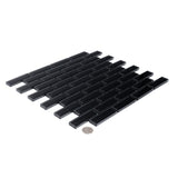 Apollo Tile (Sample) Colorway Black 4-in x 4-in Glossy Glass Brick Subway Floor and Wall Tile