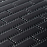 Apollo Tile (Sample) Colorway Black 4-in x 4-in Glossy Glass Brick Subway Floor and Wall Tile