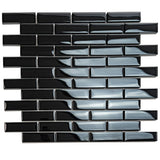 Apollo Tile (Sample) Colorway Black 4-in x 4-in Glossy Glass Brick Subway Floor and Wall Tile