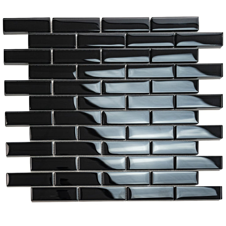 Apollo Tile (Sample) Colorway Black 4-in x 4-in Glossy Glass Brick Subway Floor and Wall Tile