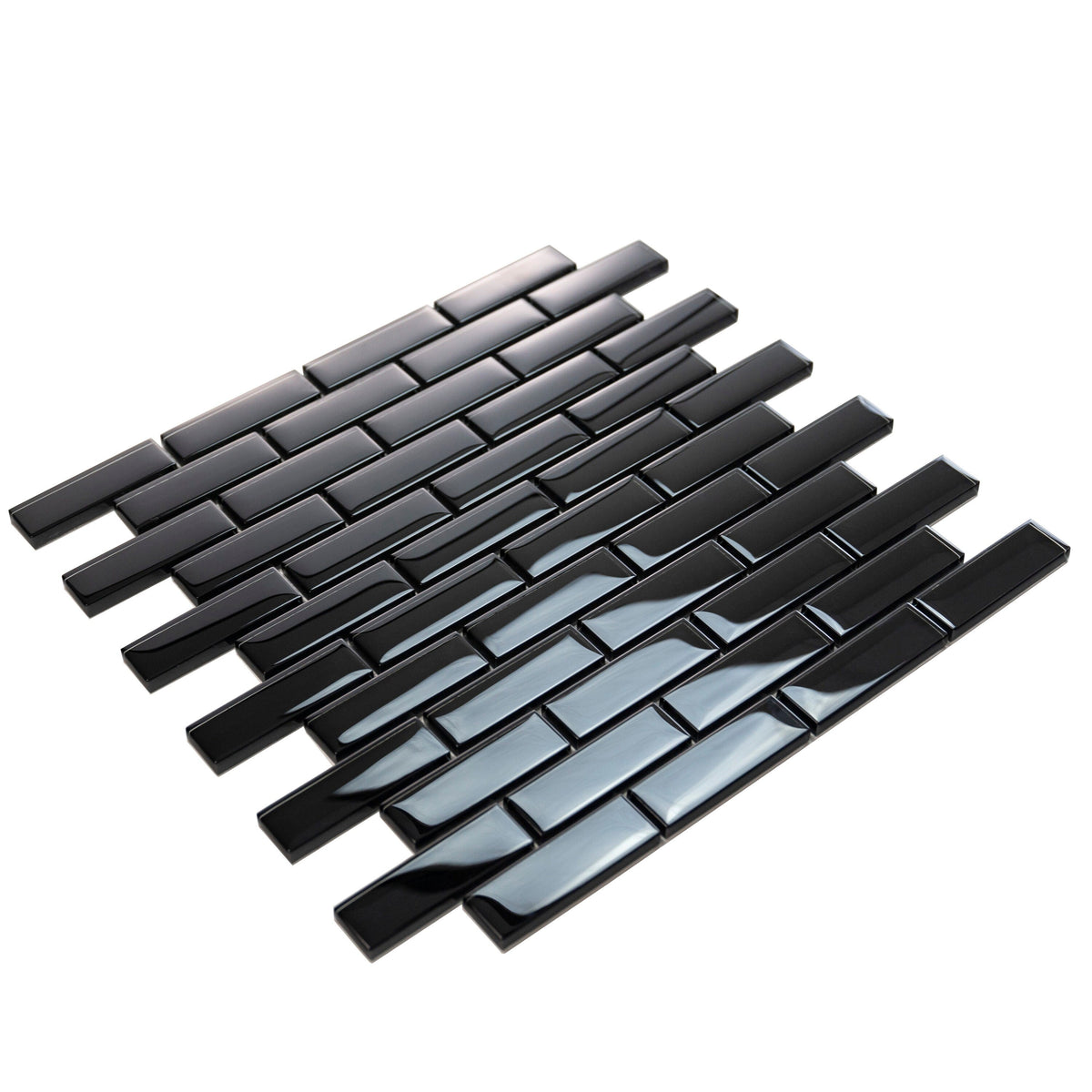 Apollo Tile (Sample) Colorway Black 4-in x 4-in Glossy Glass Brick Subway Floor and Wall Tile