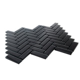 Apollo Tile (Sample) Colorway Black 4-in x 4-in Glossy Glass Herringbone Mosaic Floor and Wall Tile