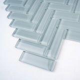 Apollo Tile (Sample) Colorway Light Gray 4-in x 4-in Glossy Glass Herringbone Floor and Wall Tile