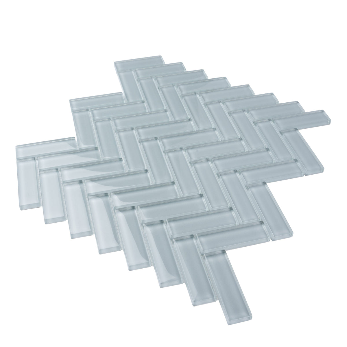 Apollo Tile (Sample) Colorway Light Gray 4-in x 4-in Glossy Glass Herringbone Floor and Wall Tile