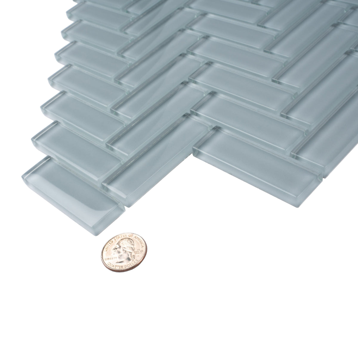 Apollo Tile (Sample) Colorway Light Gray 4-in x 4-in Glossy Glass Herringbone Floor and Wall Tile
