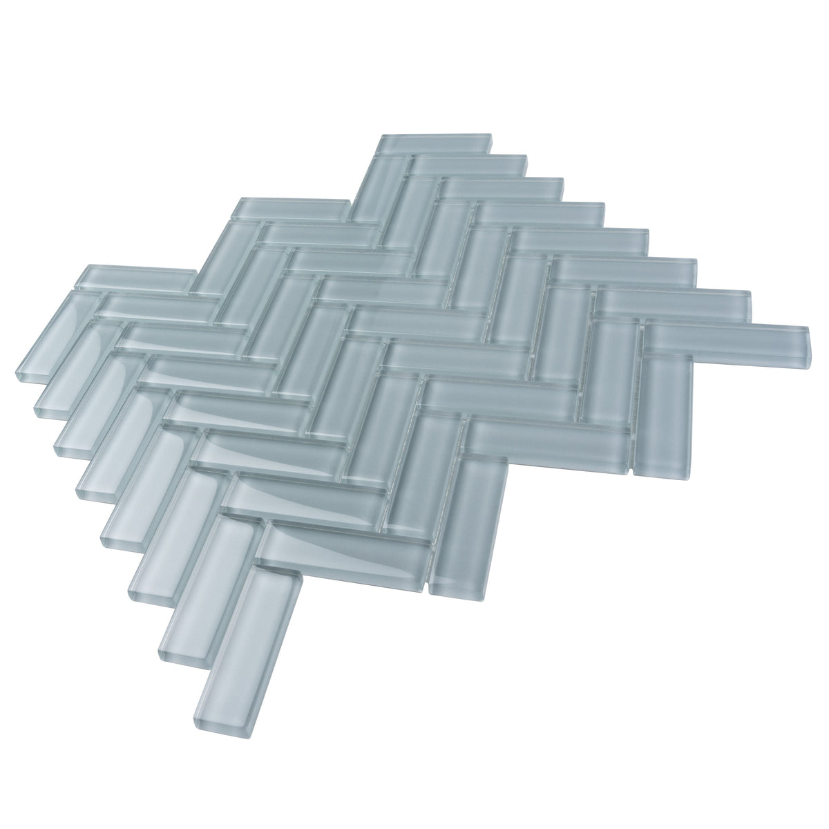 Apollo Tile (Sample) Colorway Light Gray 4-in x 4-in Glossy Glass Herringbone Floor and Wall Tile