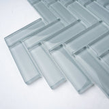Apollo Tile (Sample) Colorway Light Gray 4-in x 4-in Glossy Glass Herringbone Floor and Wall Tile