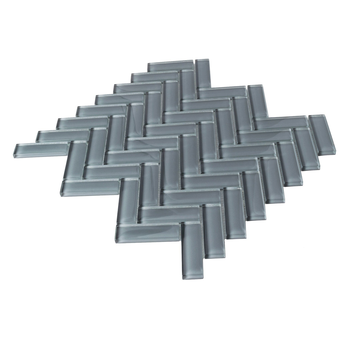 Apollo Tile (Sample) Colorway Gray 4-in x 4-in Glossy Glass Herringbone Floor and Wall Tile