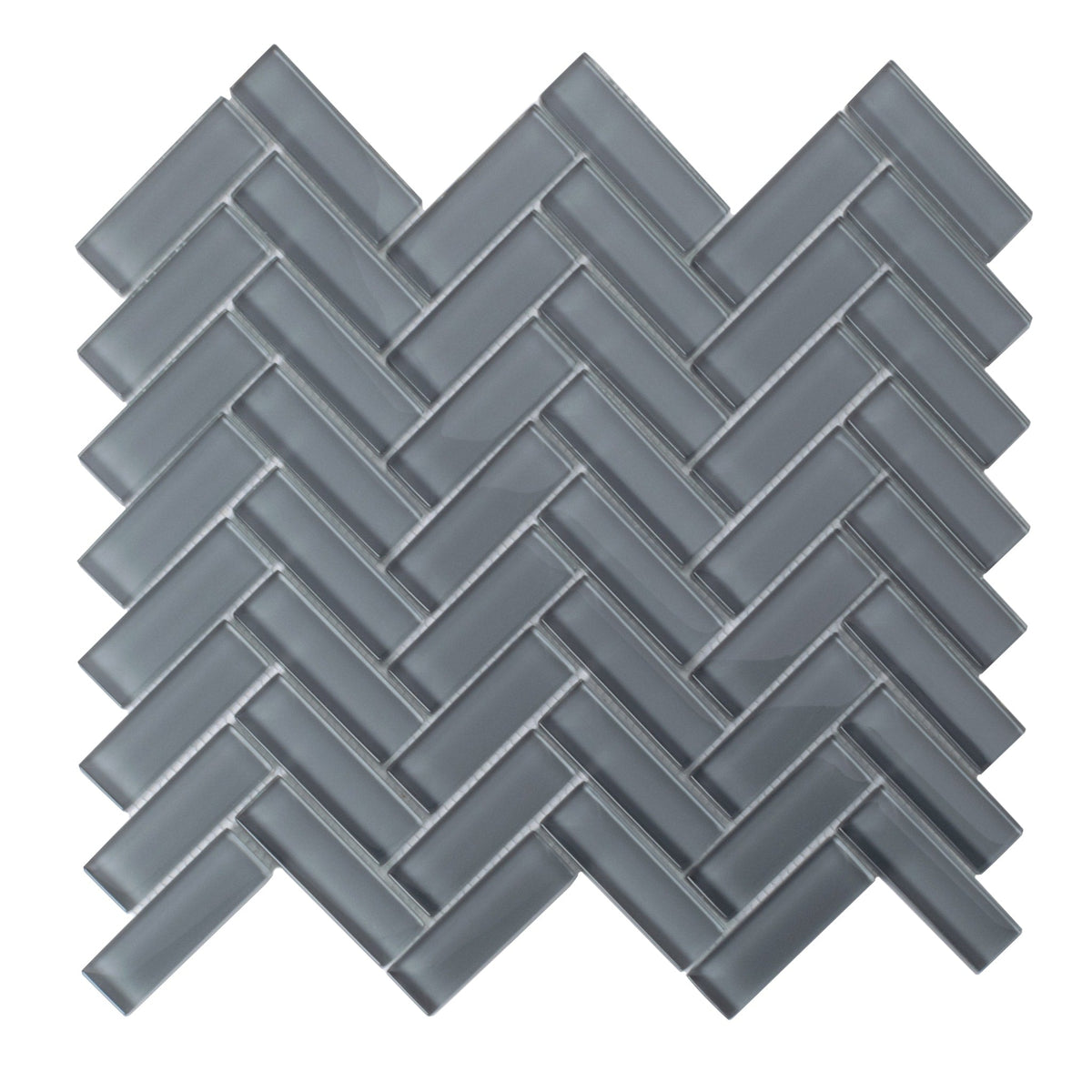 Apollo Tile (Sample) Colorway Gray 4-in x 4-in Glossy Glass Herringbone Floor and Wall Tile