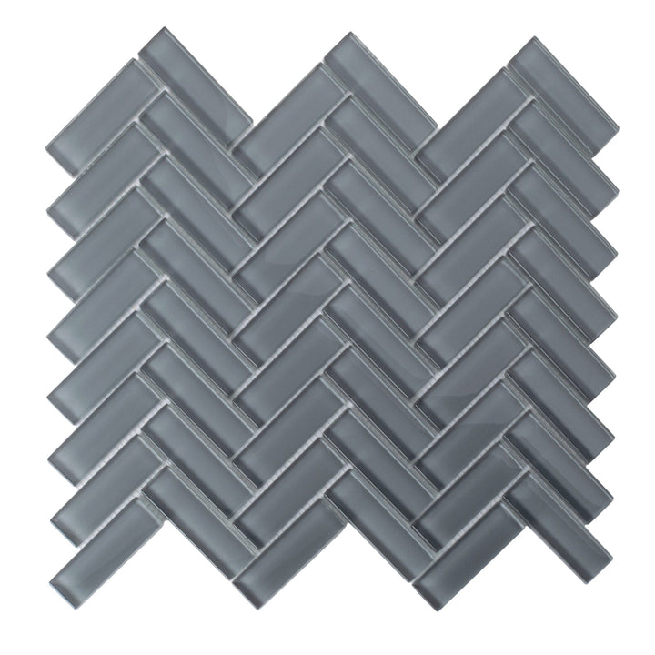Apollo Tile (Sample) Colorway Gray 4-in x 4-in Glossy Glass Herringbone Floor and Wall Tile