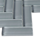 Apollo Tile (Sample) Colorway Gray 4-in x 4-in Glossy Glass Herringbone Floor and Wall Tile
