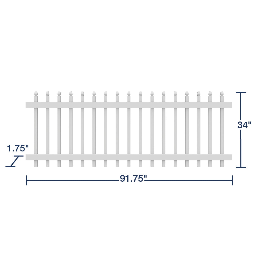 Freedom Newport 3-ft H x 8-ft W White Vinyl Picket Fence Panel (Assembled)