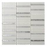 Apollo Tile (Sample) Waterfall White and Silver 4-in x 4-in Glossy Glass Linear Patterned Wall Tile