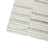 Apollo Tile (Sample) Waterfall White and Silver 4-in x 4-in Glossy Glass Linear Patterned Wall Tile