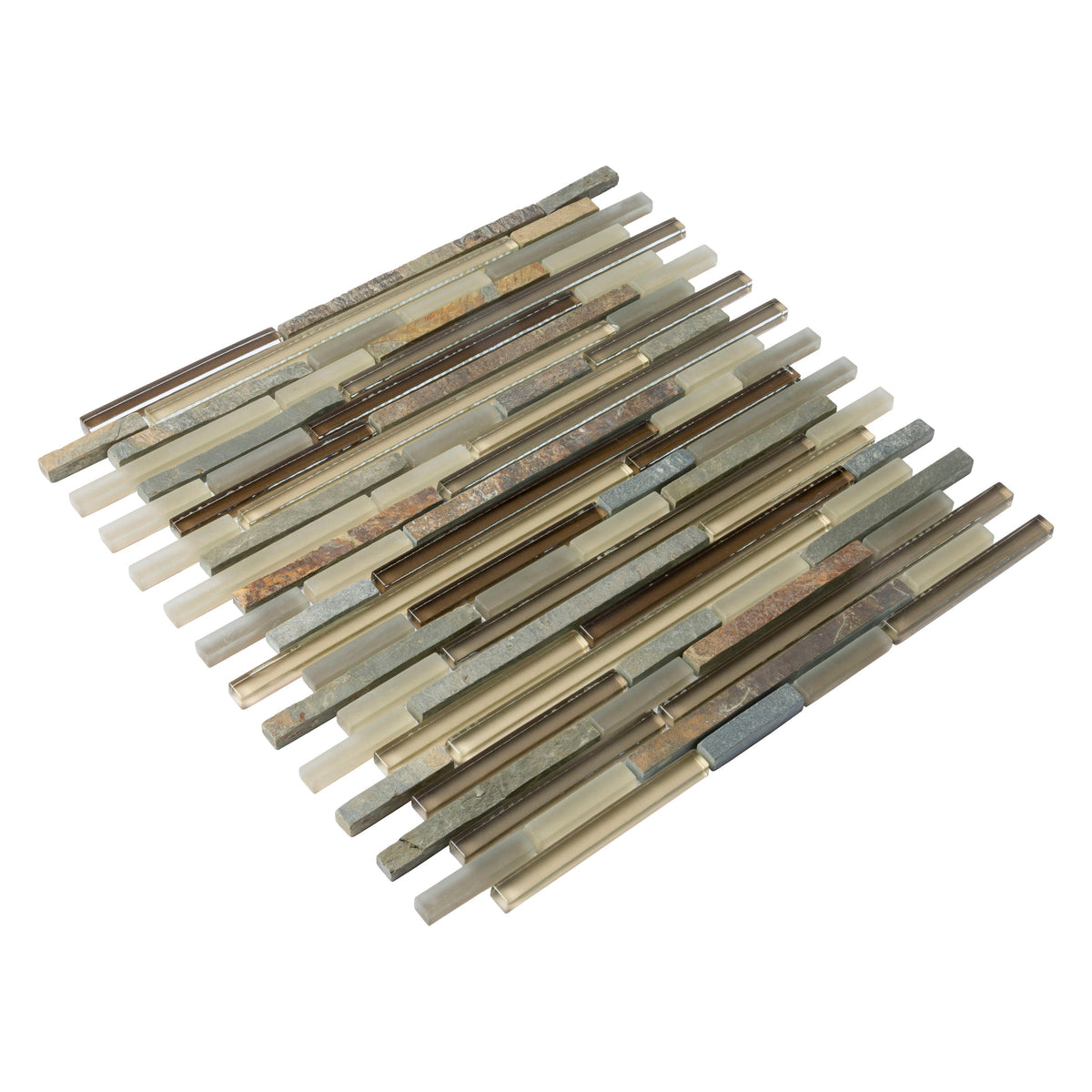 Apollo Tile (Sample) Gray and Beige 4-in x 6-in Matte Glass/Metal/Stone Marble Linear Mosaic Floor and Wall Tile