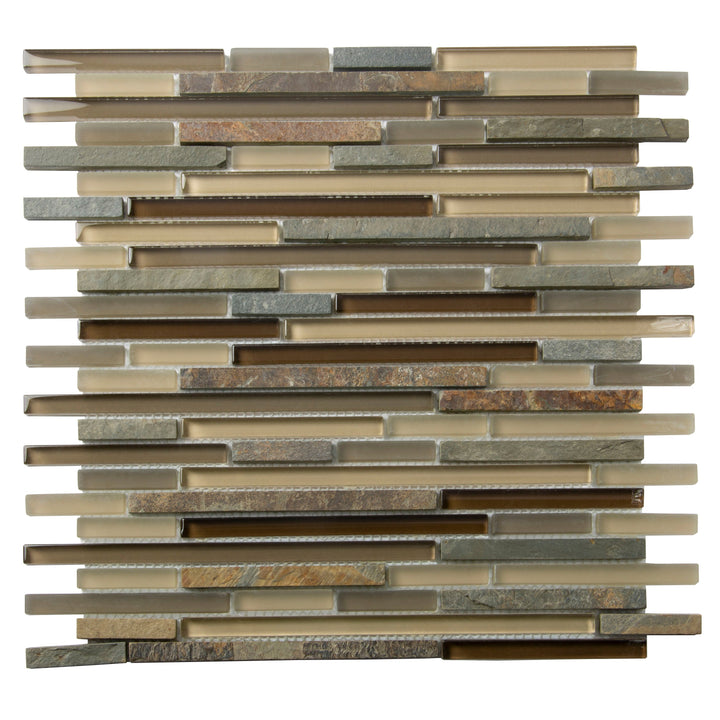 Apollo Tile (Sample) Gray and Beige 4-in x 6-in Matte Glass/Metal/Stone Marble Linear Mosaic Floor and Wall Tile