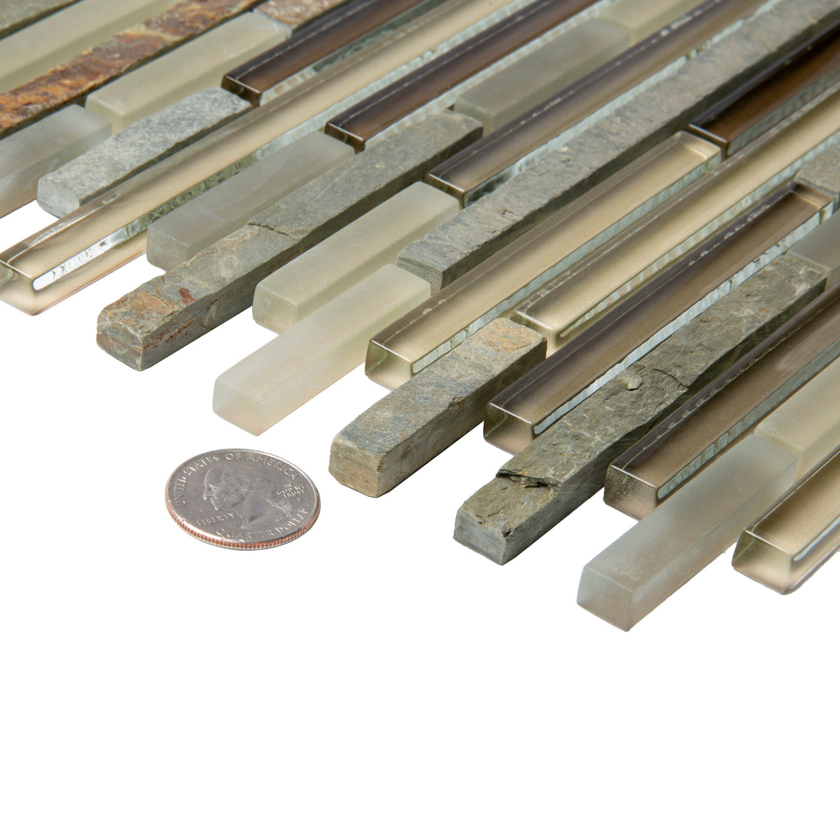 Apollo Tile (Sample) Gray and Beige 4-in x 6-in Matte Glass/Metal/Stone Marble Linear Mosaic Floor and Wall Tile