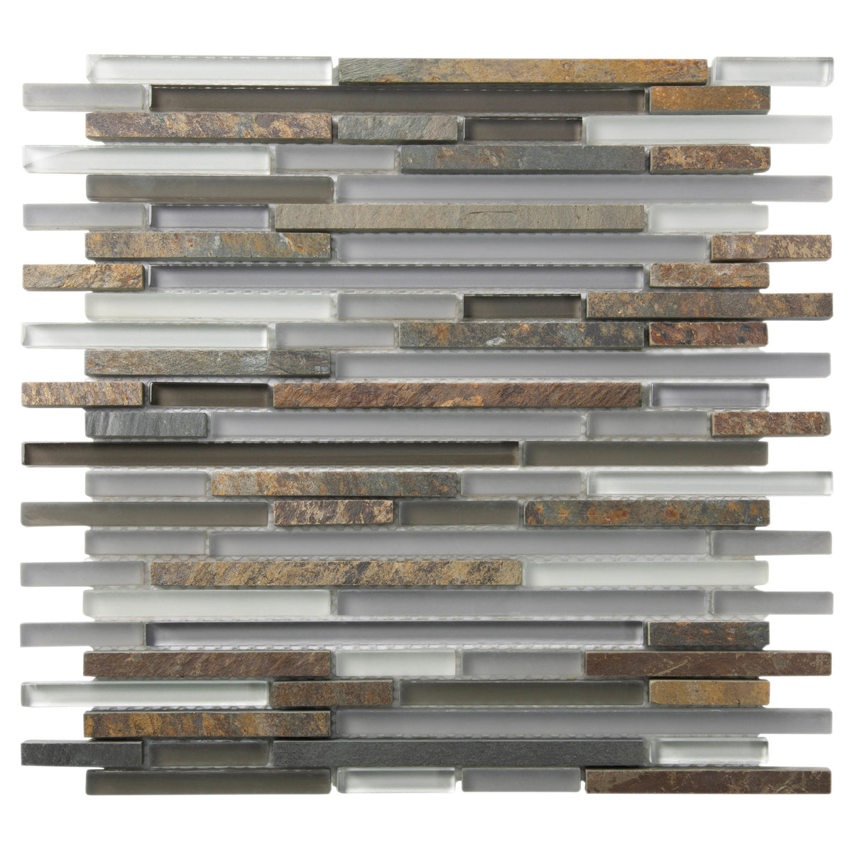 Apollo Tile Waterfall White and Gray 12-in x 12-in Multi-finish Natural stone Marble Patterned Mosaic Wall Tile product image