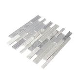 Apollo Tile (Sample) Waterfall White and Gray 4-in x 4-in Multi-finish Glass/Metal/Stone Marble Linear Mosaic Wall Tile
