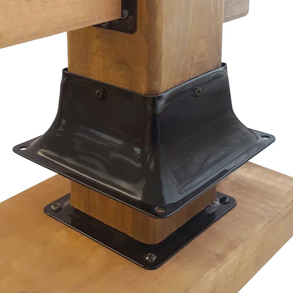 Pylex Black Steel Post Connector for 4x4 Deck Posts - Increase Strength and Stability - 5 Pack