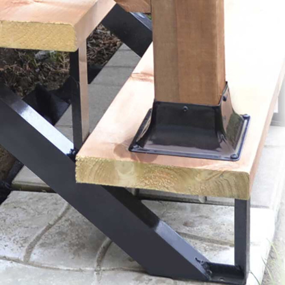 Pylex Black Steel Post Connector for 4x4 Deck Posts - Increase Strength and Stability - 5 Pack