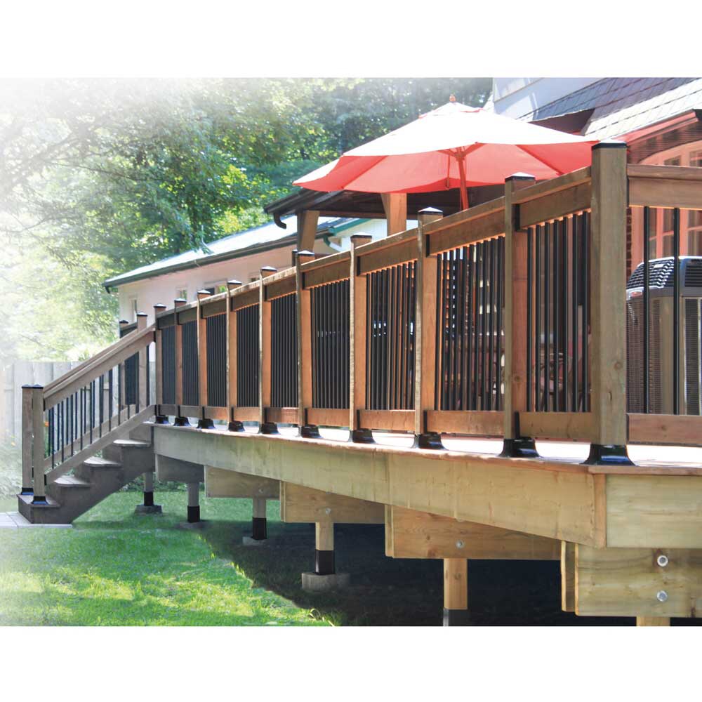 Pylex Black Steel Post Connector for 4x4 Deck Posts - Increase Strength and Stability - 5 Pack