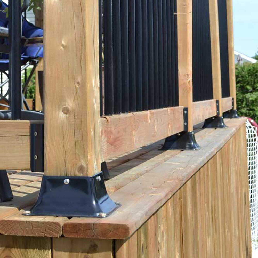 Pylex Black Steel Post Connector for 4x4 Deck Posts - Increase Strength and Stability - 5 Pack