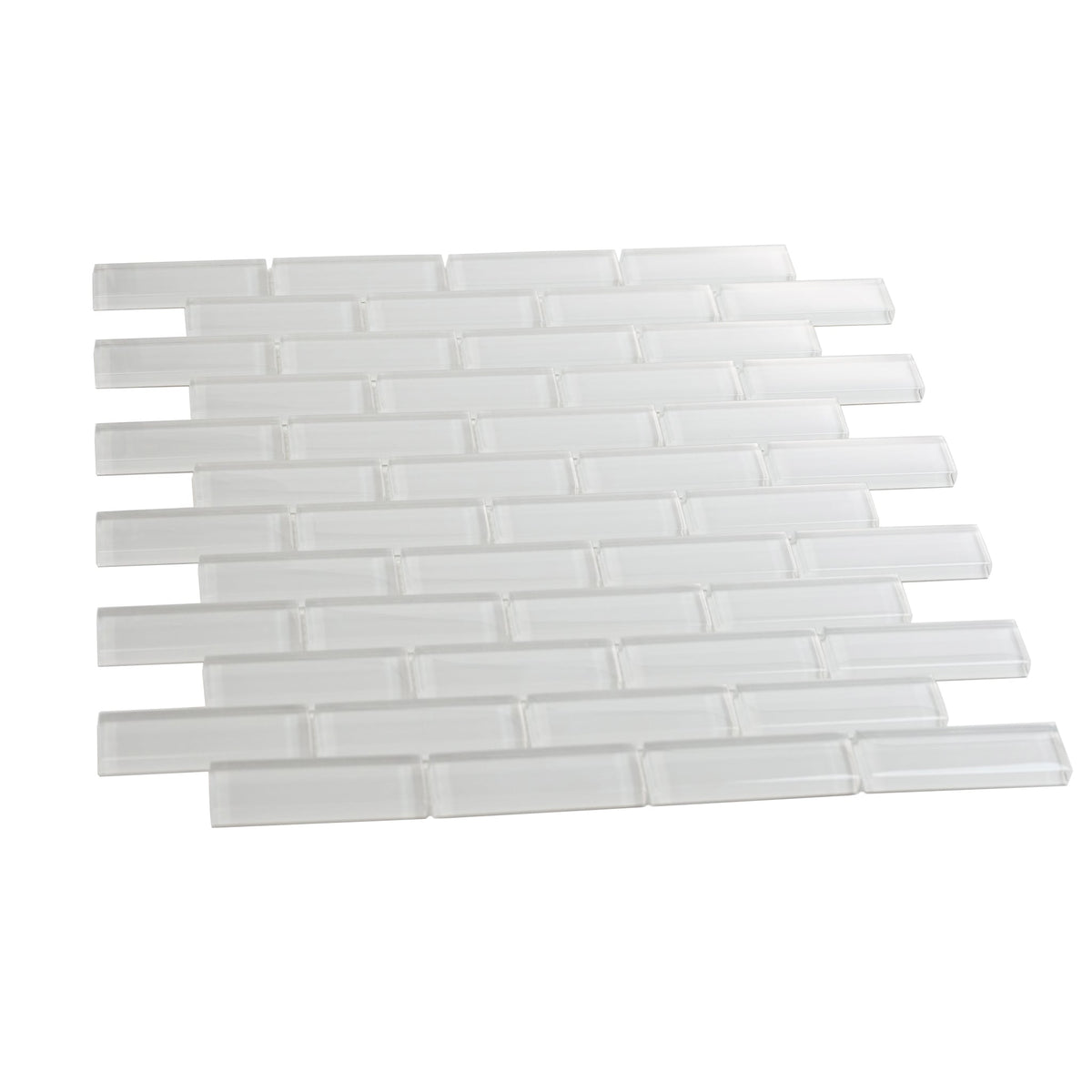 Apollo Tile (Sample) Colorway White 4-in x 4-in Glossy Glass Brick Subway Floor and Wall Tile
