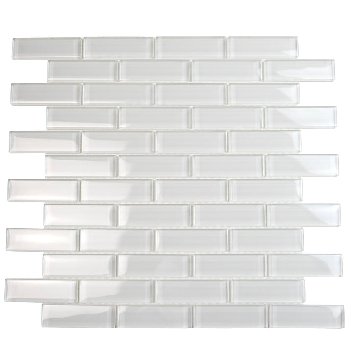Apollo Tile (Sample) Colorway White 4-in x 4-in Glossy Glass Brick Subway Floor and Wall Tile
